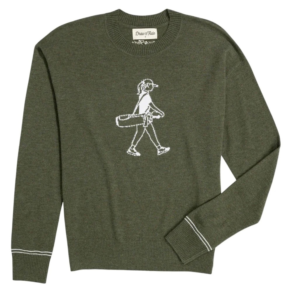 New draw & fade olive golf girl sweater!